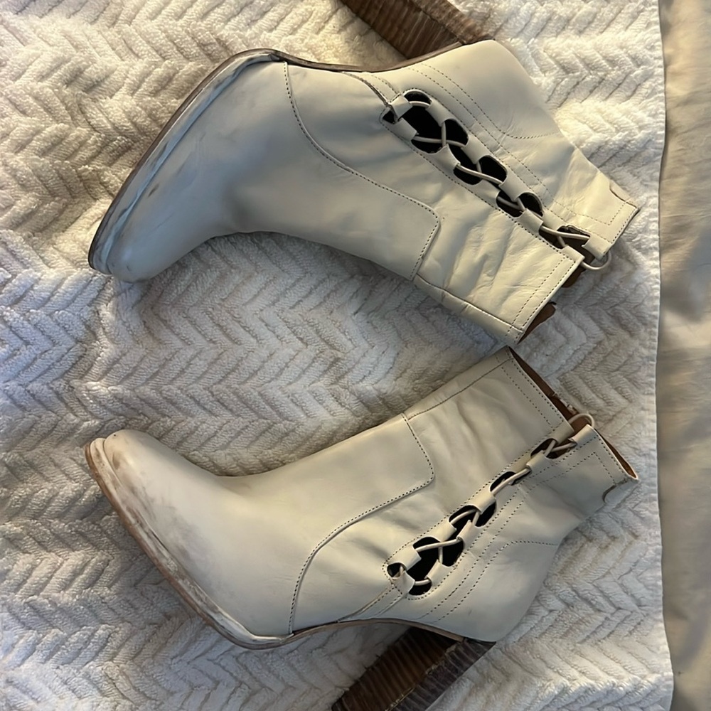 Free People Marietta Heel Boots In Bone Size EU 40 / US 10
